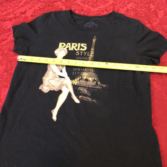 Black Paris bling t-shirt Sz XLg. Copper Eiffel Tower & silver rhinestones - Picture 6 of 10